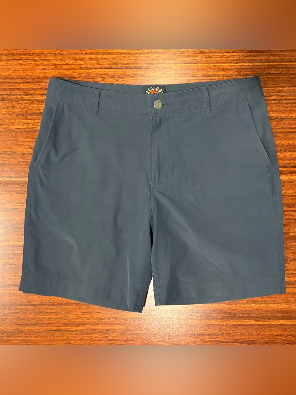 FAHERTY All Day Shorts Mens 33 Blue Chino Drawstring Stretch Travel 8” Inseam